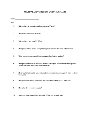 Angioplasty Bypass Questionnaire