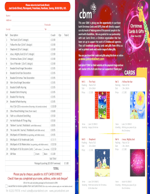 CBM Christmas Cards and Gifts Order Form