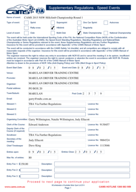 CAMS Supplementary Regulations for Speed Events