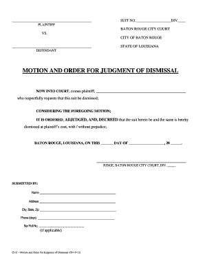 Motion and Order for Judgment of Dismissal