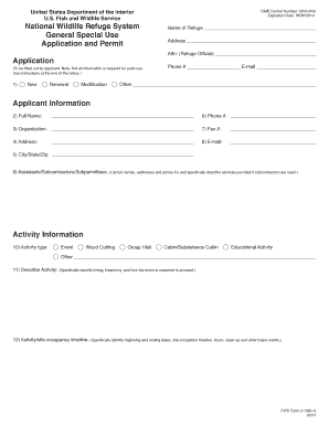 US Fish and Wildlife Service Special Use Permit Application