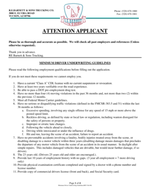 Driver Employment Application