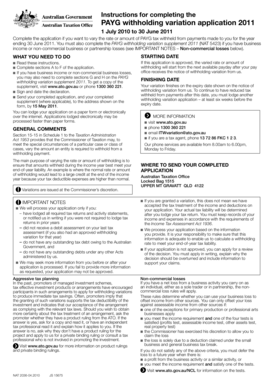 PAYG Withholding Variation Application 2011