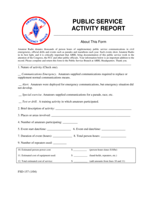 Amateur Radio Public Service Activity Report
