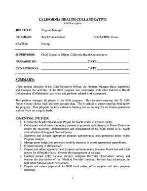 Program Manager Job Description