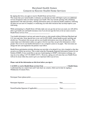 Maryland Health Home Consent Form
