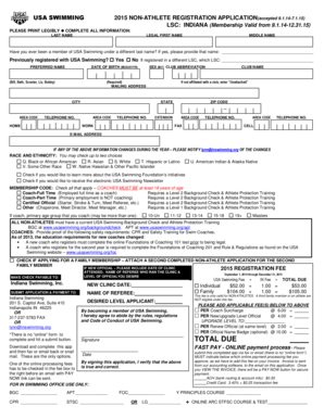 USA Swimming Non-Athlete Registration Application
