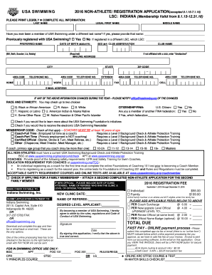 USA Swimming Non-Athlete Registration Application