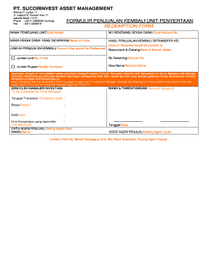 Redemption Form for Unit Participation