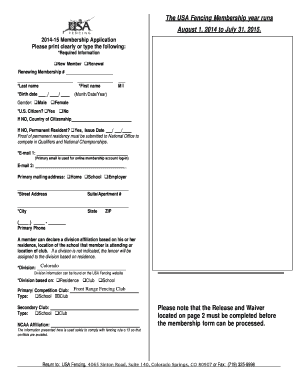 USA Fencing Membership Application