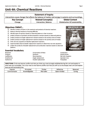 Chemistry Worksheet
