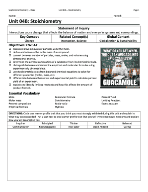 Stoichiometry Worksheet