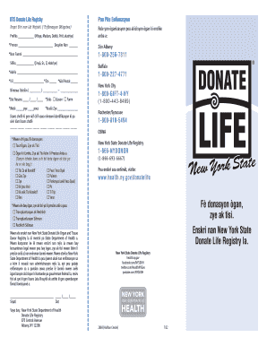 New York State Donate Life Registry Enrollment Form