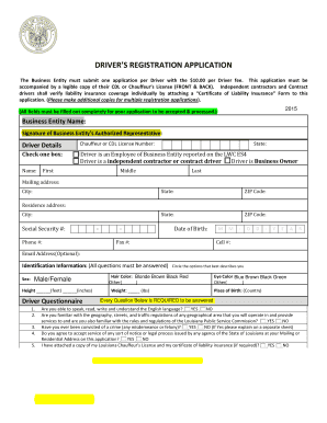 Louisiana Driver Registration Application