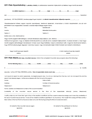 Off-Piste Activity Notification Form