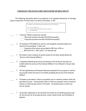 Florida Mandatory Disclosure Checklist