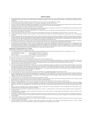 Postal Ballot Form for Shareholder Voting