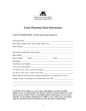Estate Planning Client Information Form
