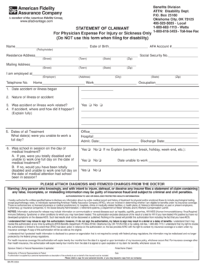 Statement of Claimant for Physician Expense