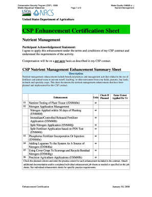 CSP Nutrient Management Enhancement Form