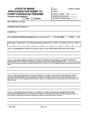 Maine Concealed Firearms Permit Application