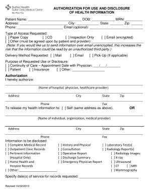 Authorization for Use and Disclosure of Health Information