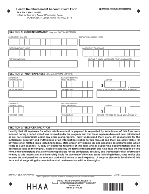 Health Reimbursement Account Claim Form