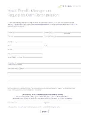Health Benefits Claim Retransmission Request