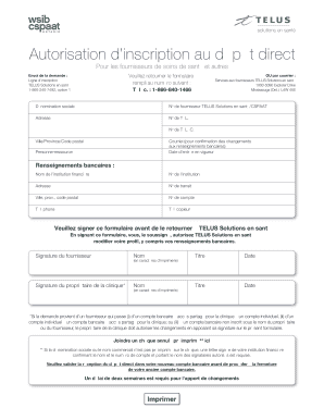 Autorisation d’inscription au dépôt direct