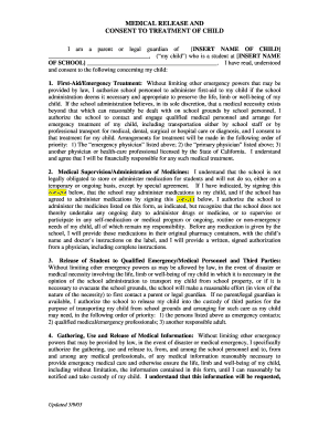 Medical Release and Consent to Treatment of Child