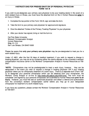 California Employee Predesignation of Personal Physician Form