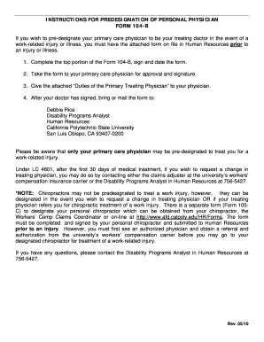 California Employee Physician Predesignation Form