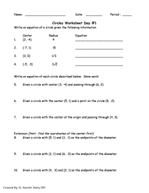 Circles Worksheet Day 1 - Fill and Sign Printable Template Online