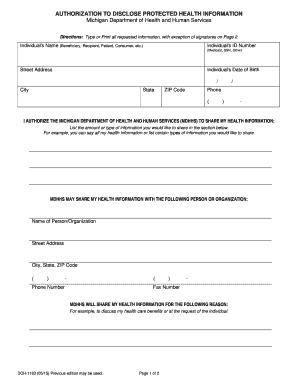 Michigan Health Information Disclosure Authorization