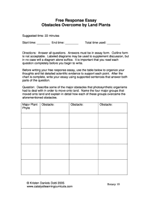 Free Response Essay Obstacles Overcome by Land Plants