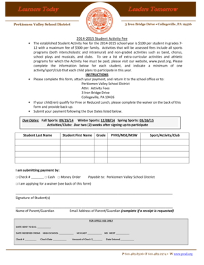 2014-2015 Student Activity Fee Form