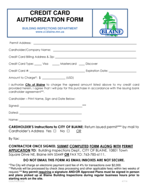 Credit Card Authorization Form