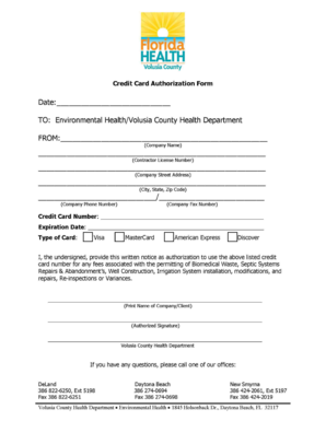 Volusia County Credit Card Authorization Form