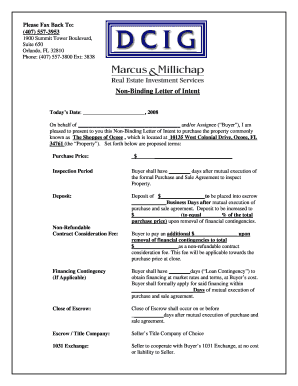 Non-Binding Letter of Intent