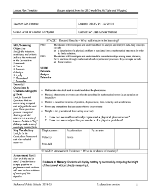 Physics Lesson Plan Template