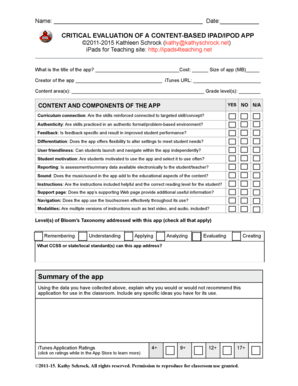 Critical Evaluation of iPad/iPod App