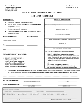 Cal Poly Refund Request Form