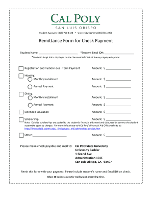 Remittance Form for Check Payment