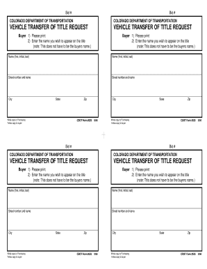 Colorado Vehicle Transfer of Title Request