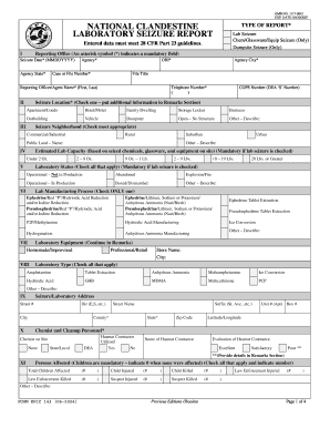 National Clandestine Laboratory Seizure Report