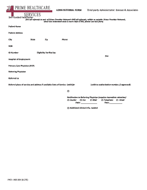 Long Referral Form for Healthcare