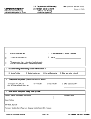 HUD Section 3 Complaint Form
