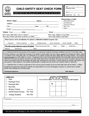 Child Safety Seat Check Form