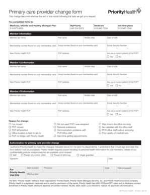 Primary Care Provider Change Form