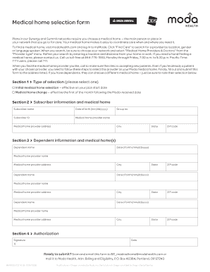 Medical Home Selection Form